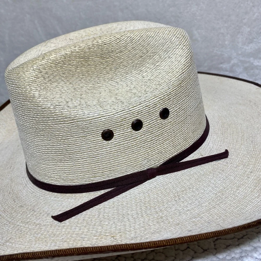 ATWOOD 5X Hereford Palm Leaf Cowboy Hat Low Crown Chocolate Bound Edge Western